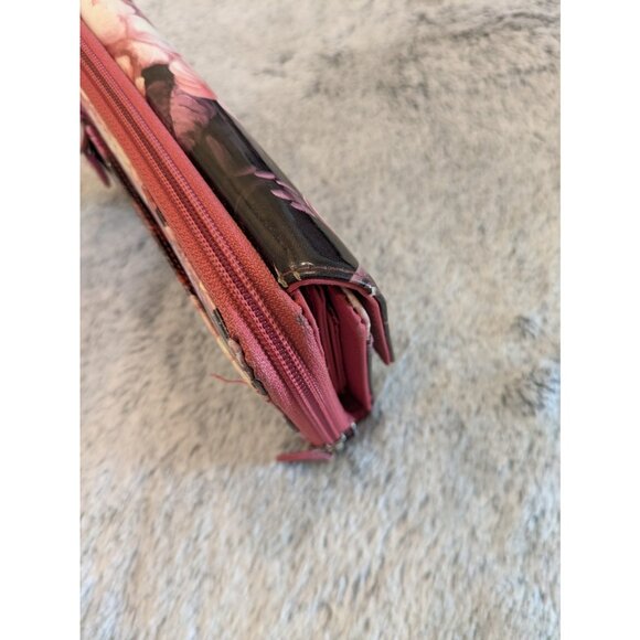 Vtg Safekeeper Zip Around Wallet Organizer Pink Floral Checkbook Picture Windows - Picture 9 of 12